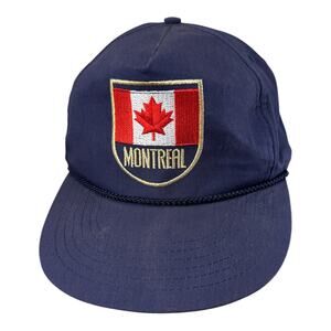 Vintage Montreal Canada Flag Snapback Hat Cap Trucker Rope Adjustable